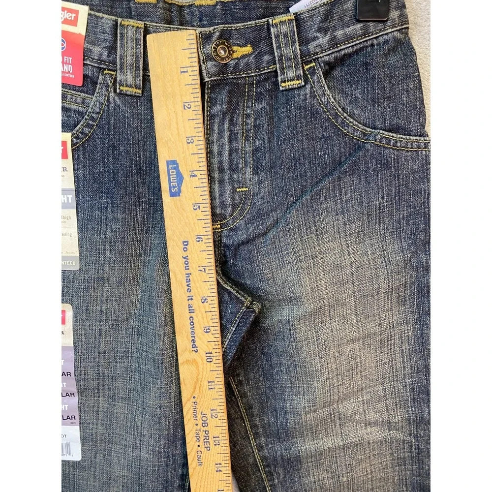 Wrangler Boys 10 Regular Five Star Straight Dark Wash Adjustable Waist Jeans
